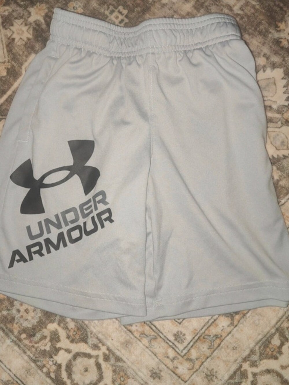 Under Armour Boys Light Gray Athletic Logo Shorts